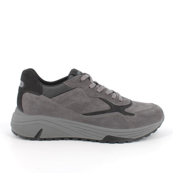 SNEAKERS IN PELLE DA UOMO GRIGIO SCURO\igi&co - immagine 3
