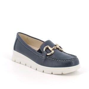 Mocassini blu con zeppa in pelle da donna ENVAL SOFT
